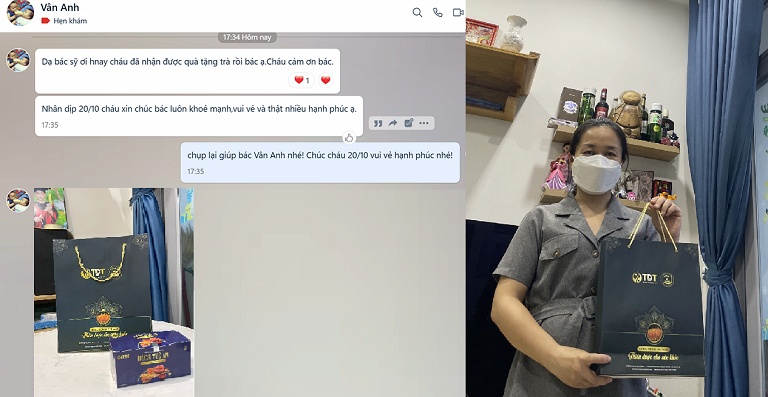 Bệnh nhân gửi hình ảnh và lời chúc cho bác sĩ Thanh Hà sau khi nhận được quà tặng