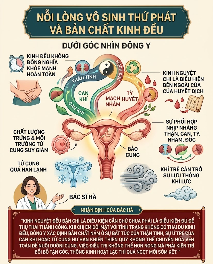 Nỗi lòng vô sinh thứ phát và bản chất kinh đều dưới góc nhìn Đông y