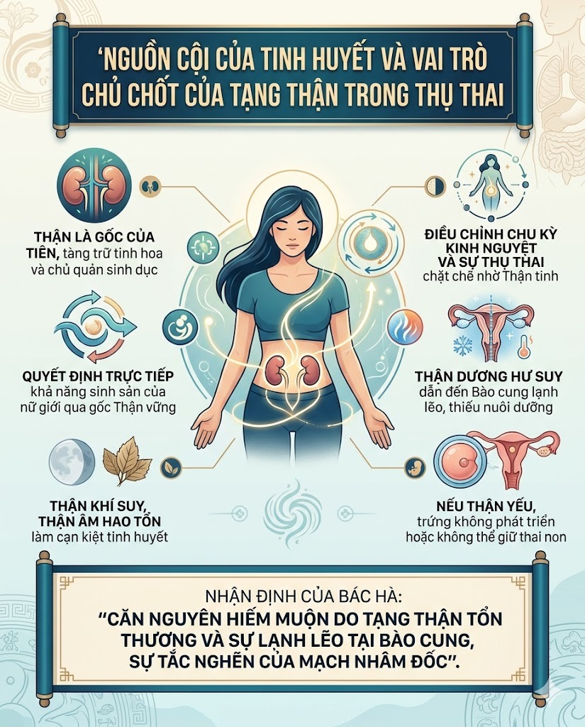 Nguồn cội của tinh huyết và vai trò chủ chốt của tạng Thận trong thụ thai