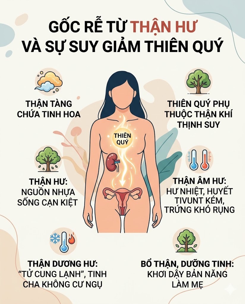 Gốc rễ từ Thận hư v&agrave; sự suy giảm Thi&ecirc;n Qu&yacute;