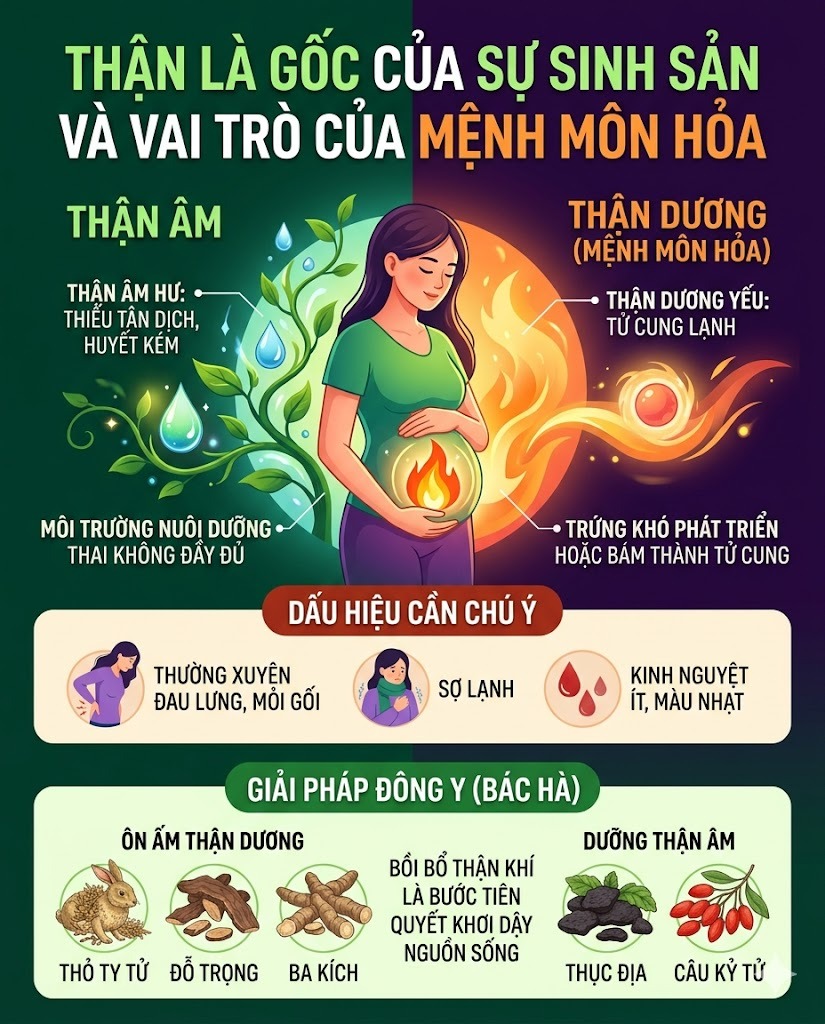 Thận l&agrave; gốc của sự sinh sản v&agrave; vai tr&ograve; của mệnh m&ocirc;n hỏa