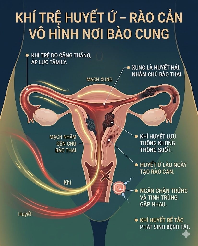 Khí trệ huyết ứ – Rào cản vô hình nơi bào cung Khí trệ huyết ứ – Rào cản vô hình nơi bào cung