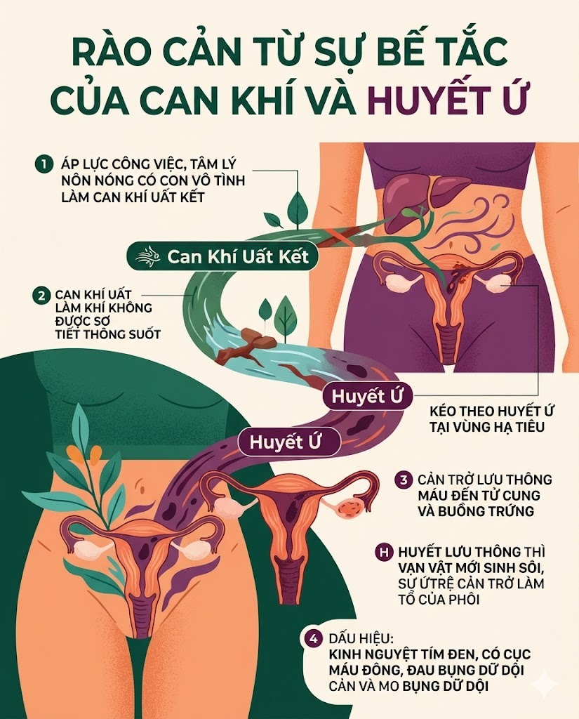 R&agrave;o cản từ sự bế tắc của Can kh&iacute; v&agrave; Huyết ứ