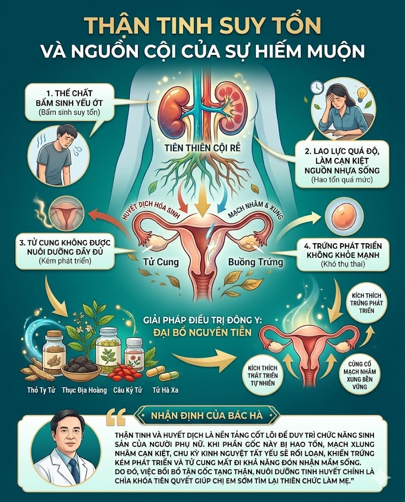 Thận tinh suy tổn và nguồn cội của sự hiếm muộn Thận tinh suy tổn và nguồn cội của sự hiếm muộn
